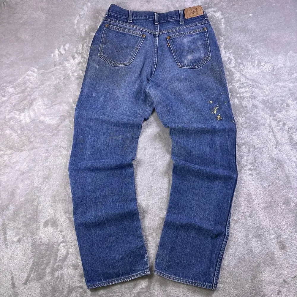 VTG 80s Levi’s 557 Cowboys Jeans 29x30.5 USA Bootcut Distressed Thrashed Denim